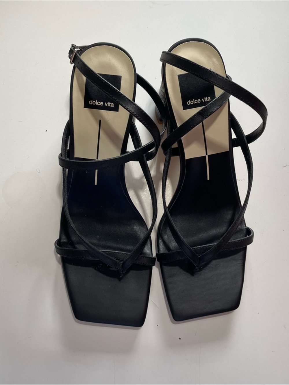 Dolce Vita Black Strappy Square-Toe Heels